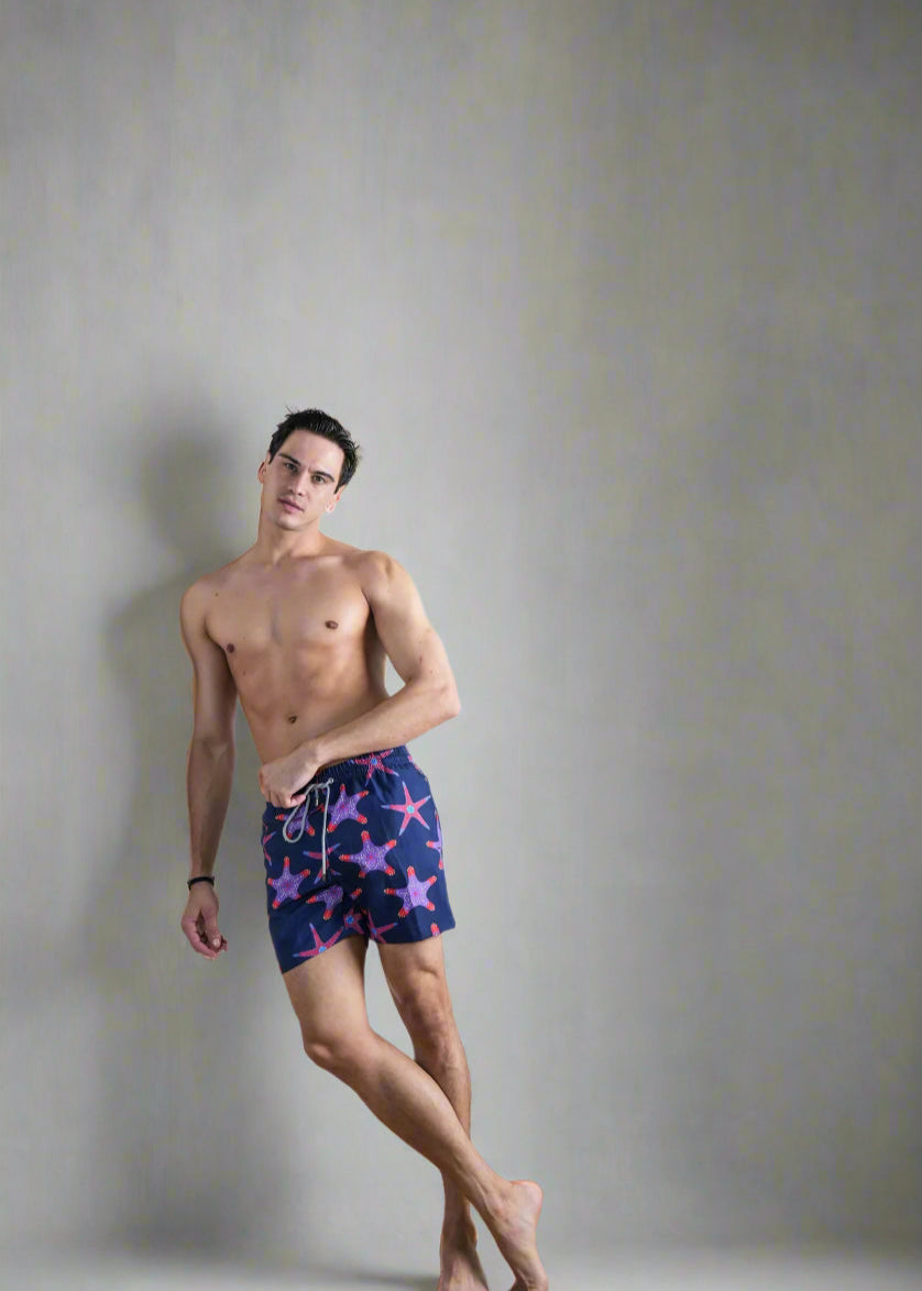 MOCA CULTURE Beach Shorts – Navy