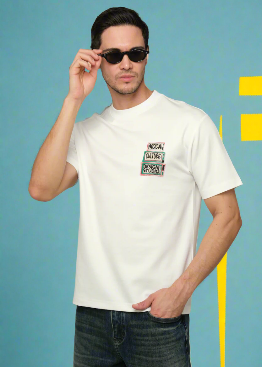 MOCA CULTURE White TV T-Shirt