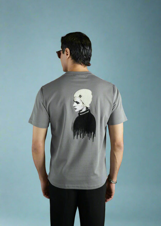 MOCA CULTURE Face Drop Grey T-shirt