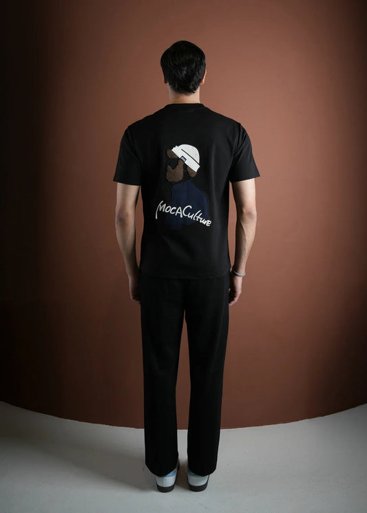 MOCACULTURE Black Embroidery T-Shirt