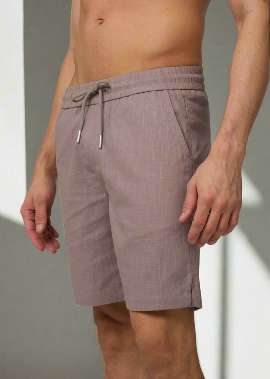 MOCA CULTURE grey linen shorts